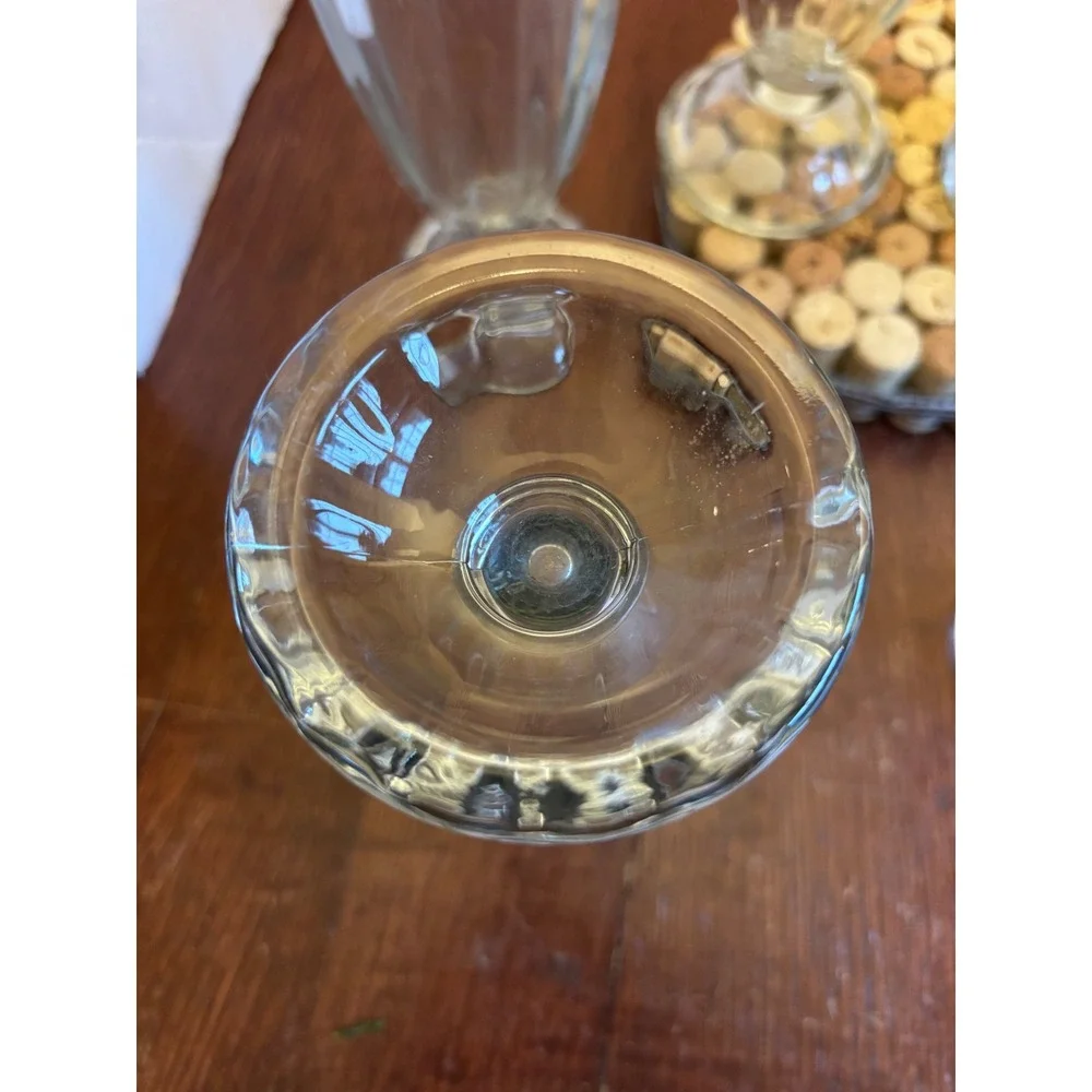 Vintage Set of 6 Paneled Glass Soda Fountain Milkshake‎ Sundae Glasses 7.5 Inch